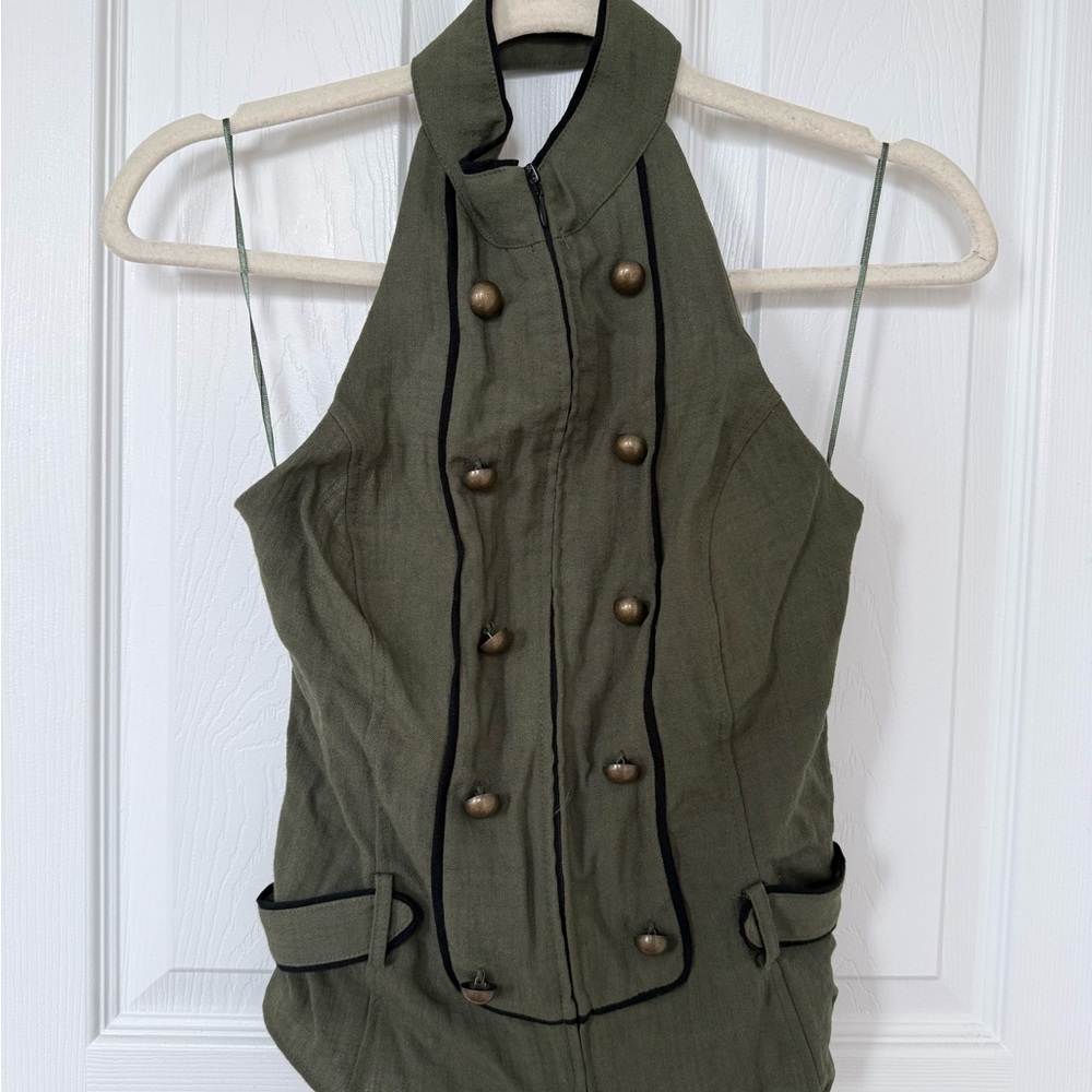 Olive Green Military-Style Women's Vest top Zara XS